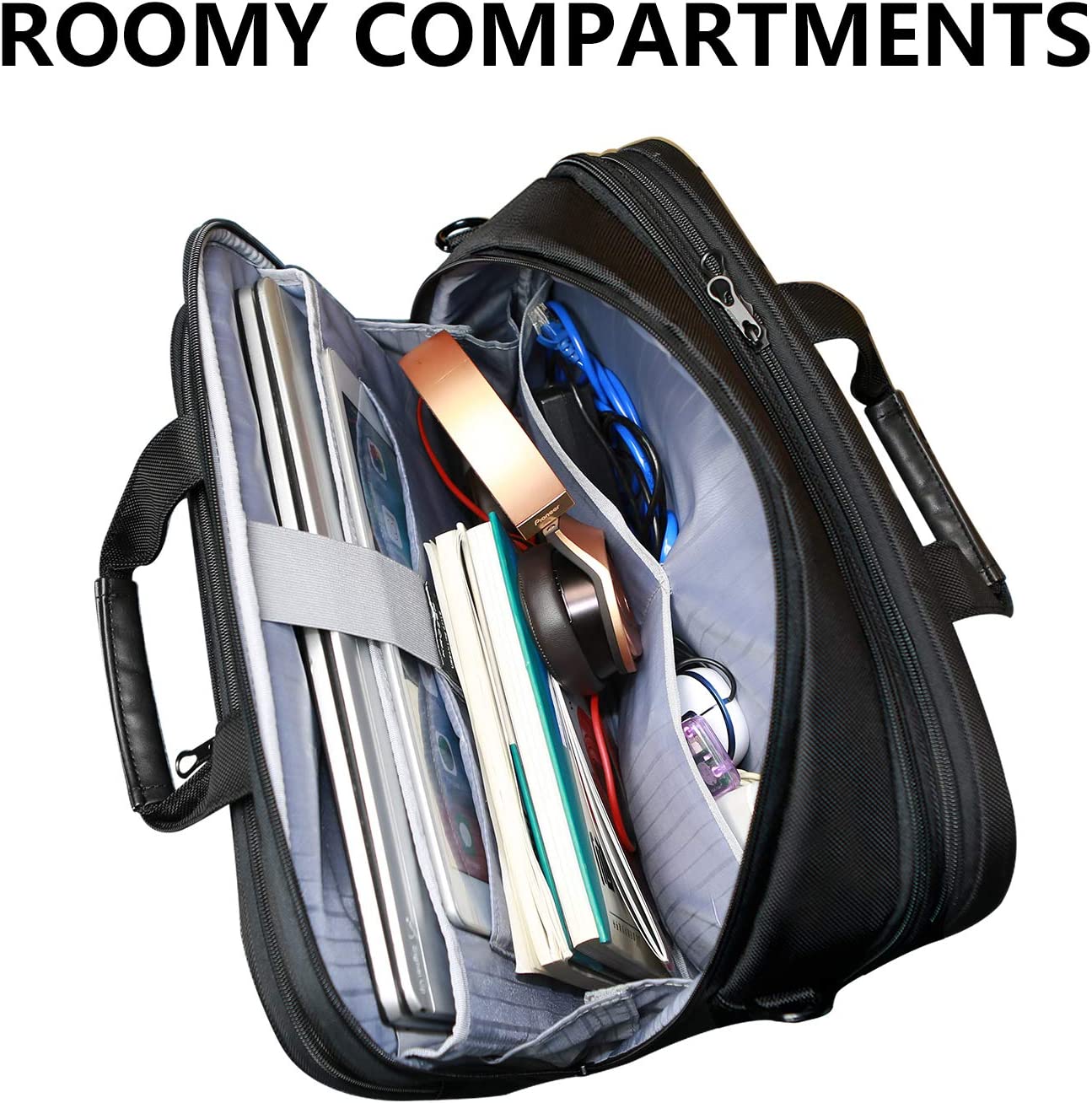KROSER Laptop Bag XXL Laptop Briefcase Fits Up to 18 Inch Laptop Water-Repellent Gaming Computer Bag Shoulder Bag Expandable Capacity for Travel/Business/School/Men-Black - Image 4